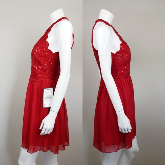 Speechless Juniors' Lace Halter A-Line Dress - Picture 4 of 8